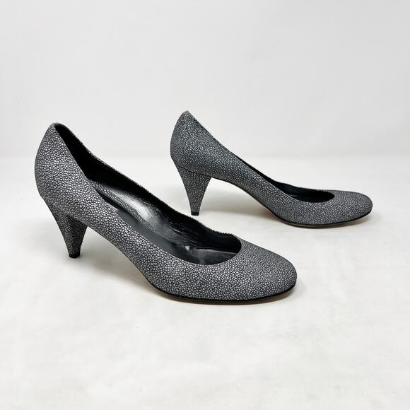 [Jigsaw] London Gray Spotted Print Round Toe Cone Shaped Heels Size 40 US 10 - Picture 1 of 10